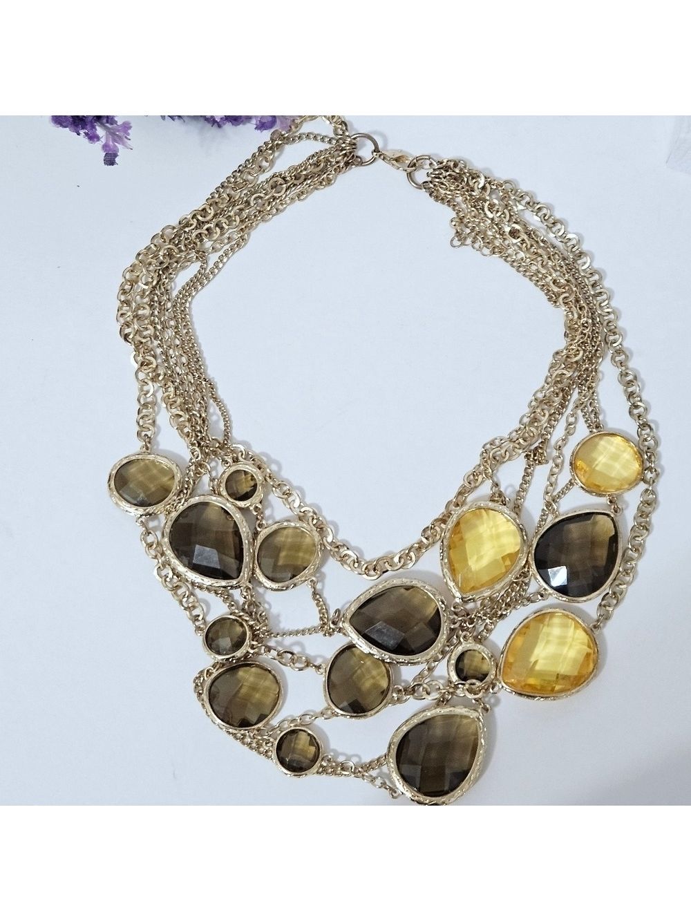 3/$15 Multistrand Brown Statement Necklace